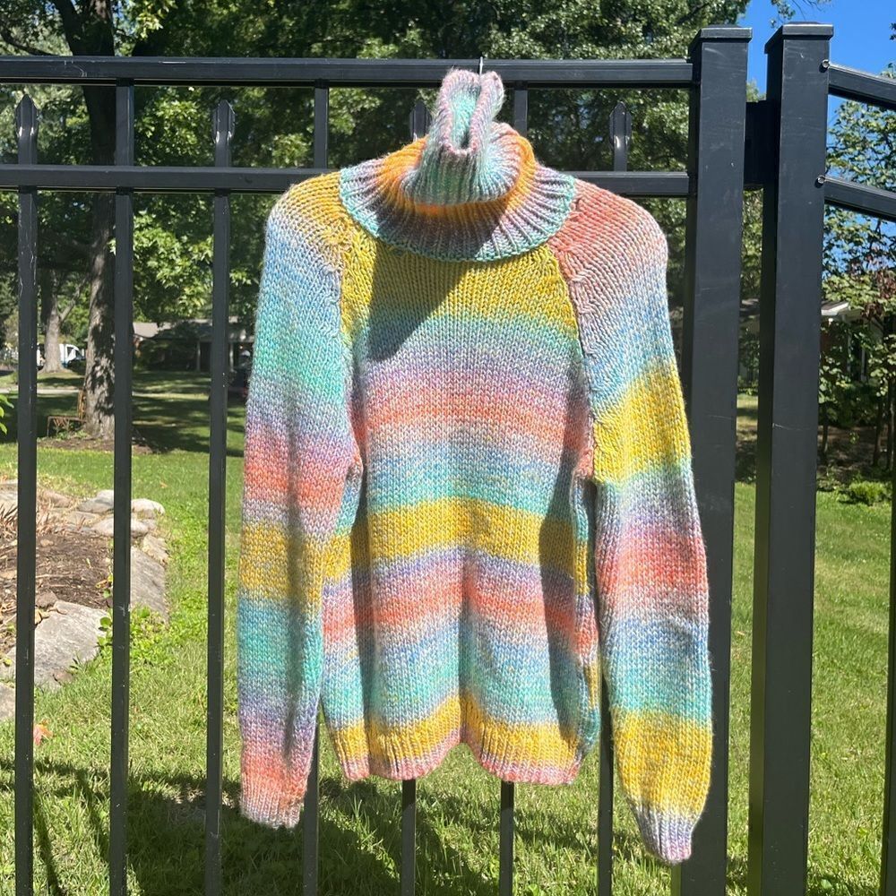 Anthropologie T. La Rainbow Ombre Turtleneck Knit Sweater - Picture 4 of 13